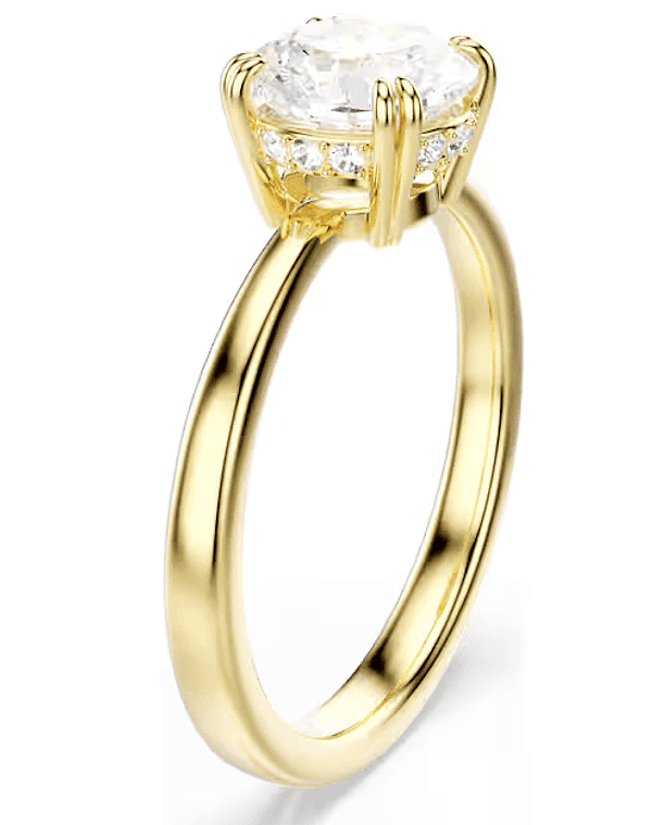 SWAROVSKI - Anello cocktail Stilla Taglio Round, Bianco, Placcato color oro