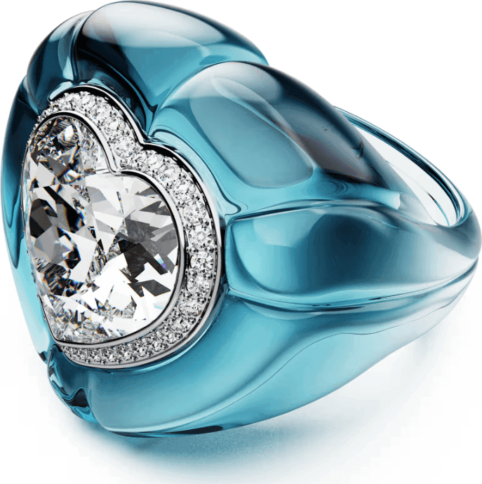 SWAROVSKI - Anello cocktail Dulcis Taglio Heart, Pavé, Cuore, Blu - 2