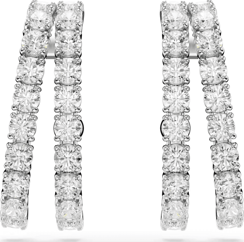 SWAROVSKI - Orecchini ear cuff Matrix Taglio Round, Bianchi, Placcato rodio - 2