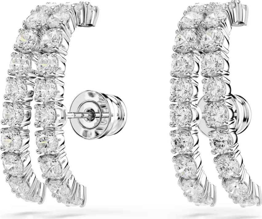 SWAROVSKI - Orecchini ear cuff Matrix Taglio Round, Bianchi, Placcato rodio - 3