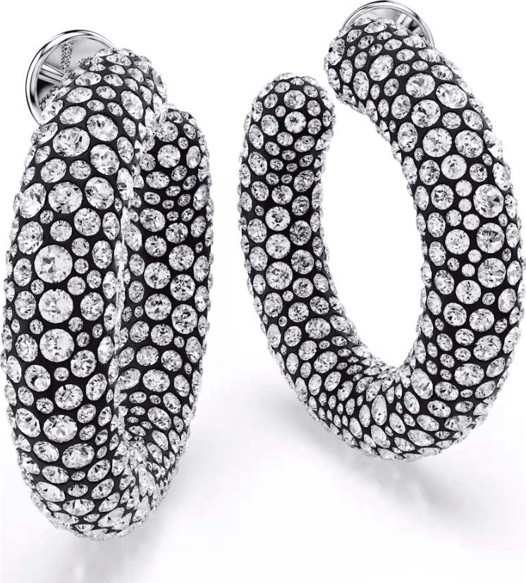 SWAROVSKI -  Orecchini a cerchio Sublima Tagli arrotondati misti, Bianchi, Placcato rodio - 3