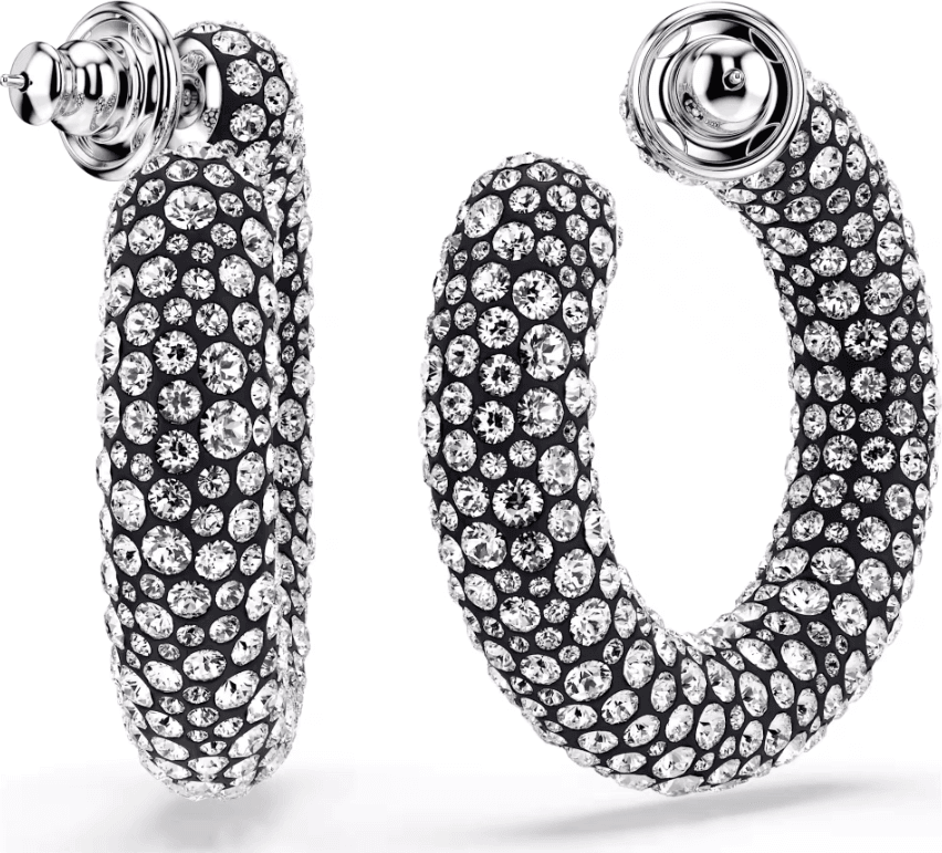 SWAROVSKI -  Orecchini a cerchio Sublima Tagli arrotondati misti, Bianchi, Placcato rodio - 4