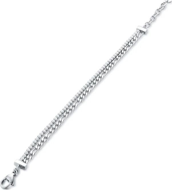 BRAND  Bracciale Doppio con Tennis e Catena Figaro - 2