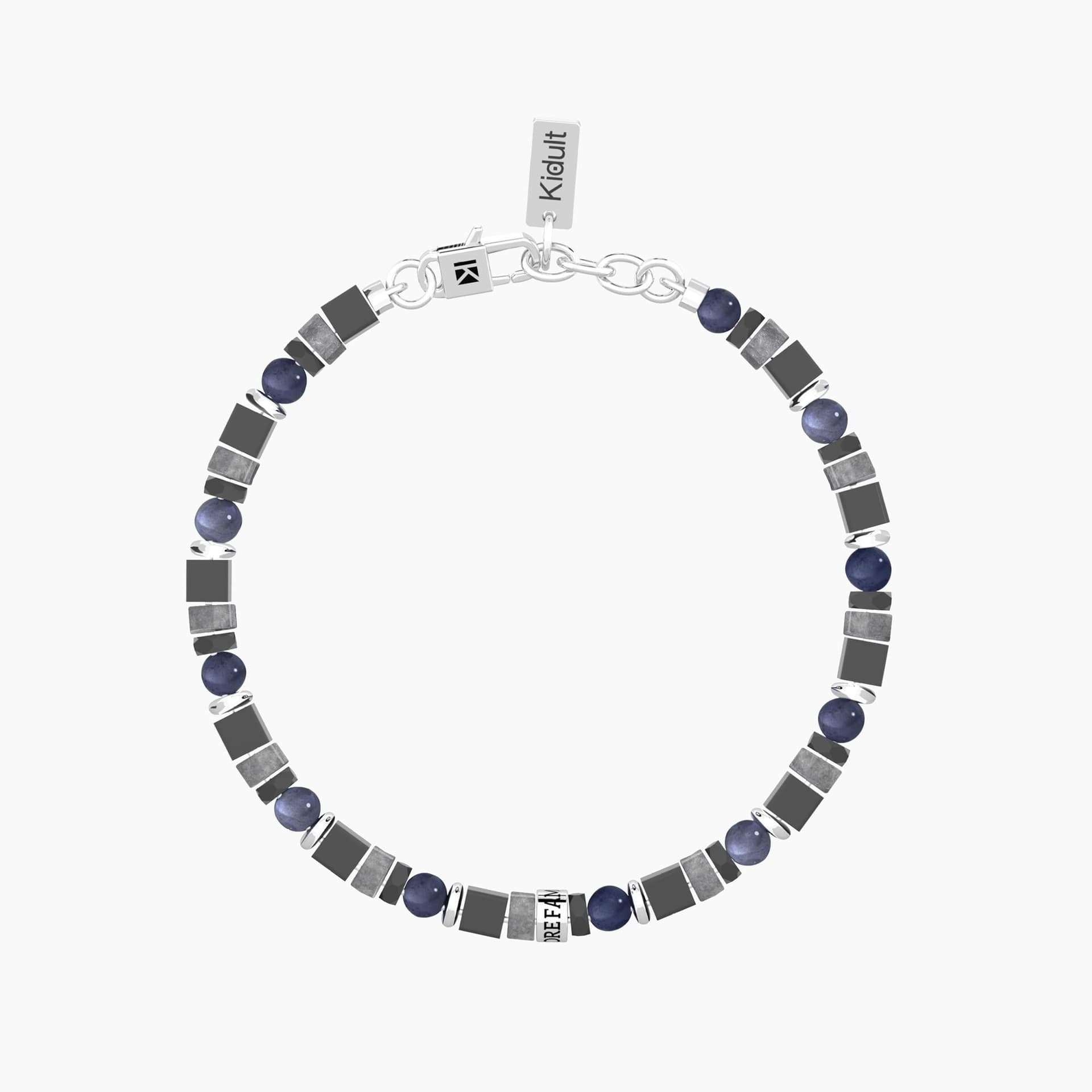 Kidult -  Bracciale uomo in acciaio con pietre e frase sulla famiglia Famiglia È amore - 2