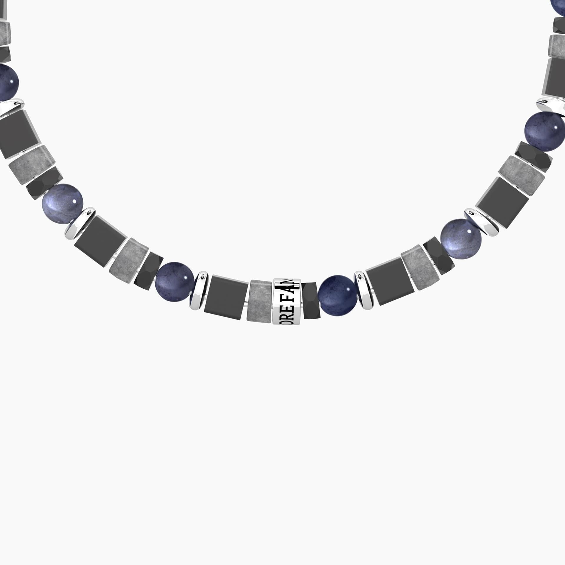 Kidult -  Bracciale uomo in acciaio con pietre e frase sulla famiglia Famiglia È amore - 3