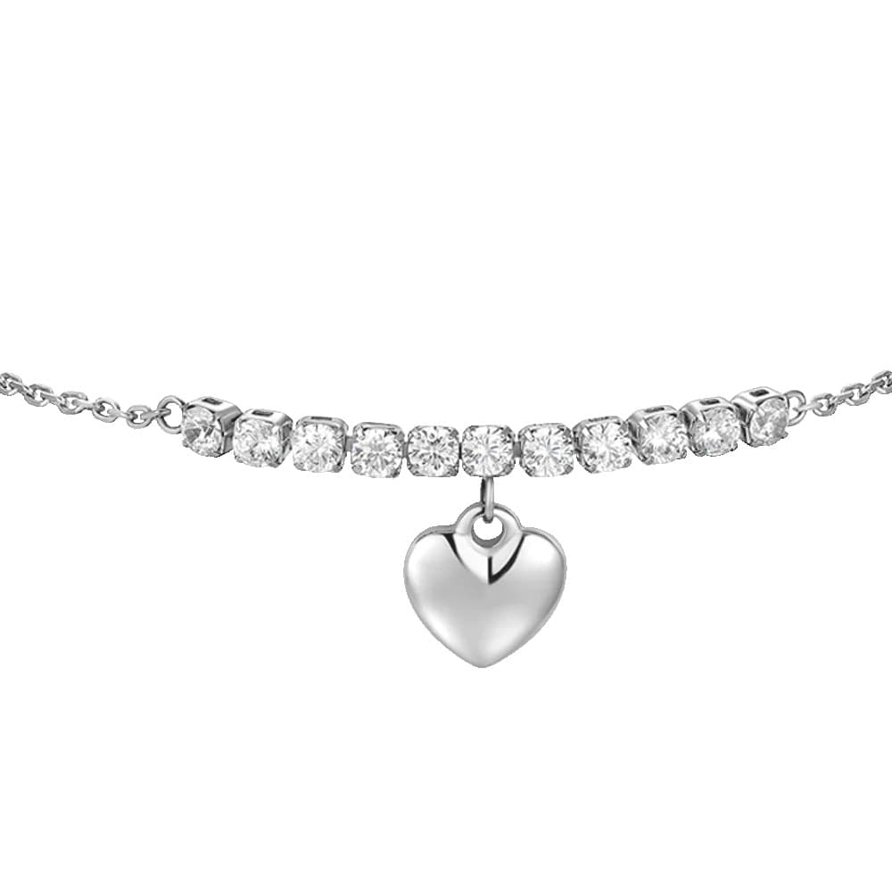 LUCA BARRA  -  BRACCIALE DONNA IN ACCIAIO CON CUORE E ZIRCONI BIANCHI - 2