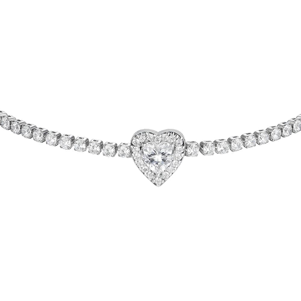 LUCA BARRA  -  BRACCIALE TENNIS DONNA IN ACCIAIO CON CUORE CON ZIRCONI BIANCHI - 2