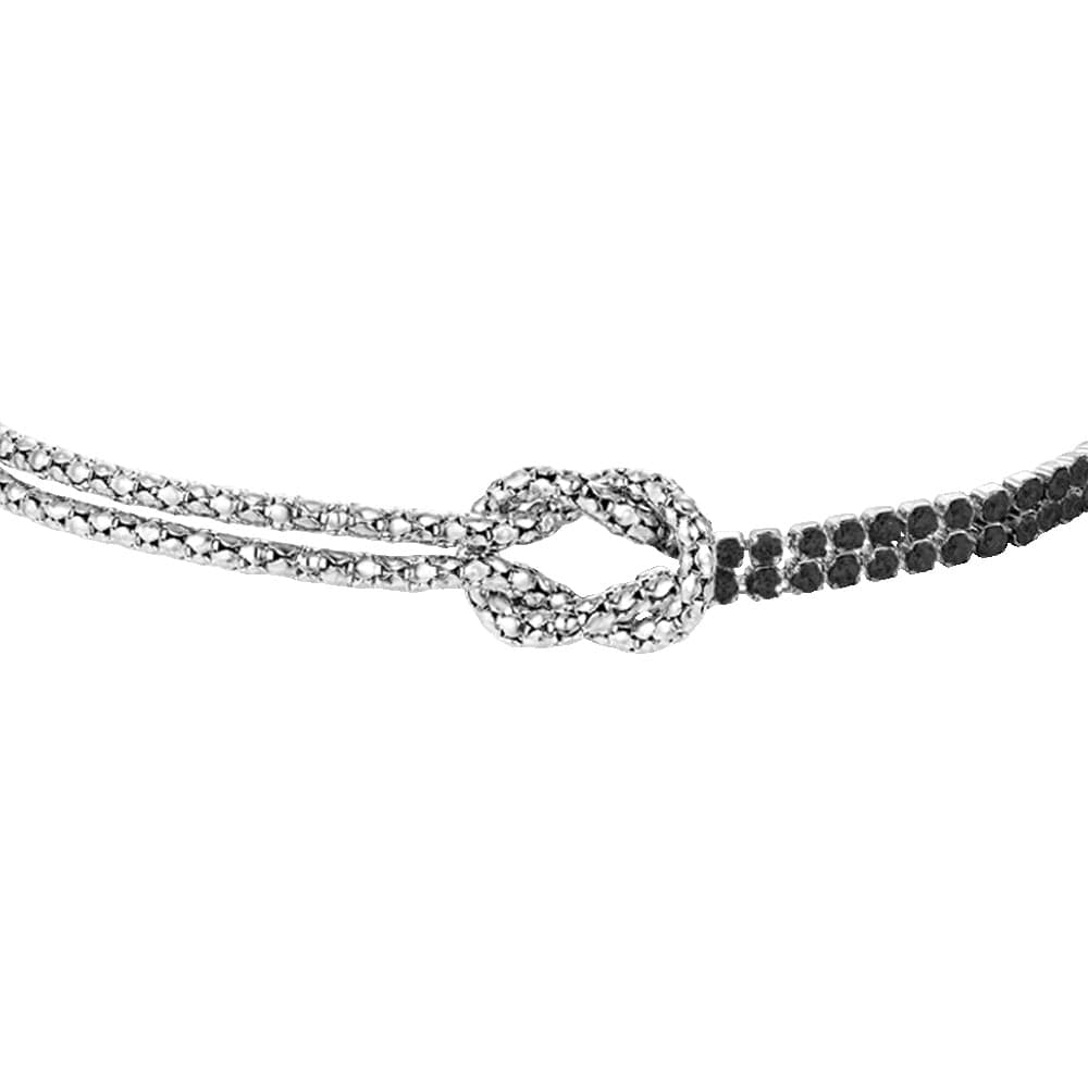 LUCA BARRA  -  BRACCIALE UOMO IN ACCIAIO CON NODO E ZIRCONI NERI - 2