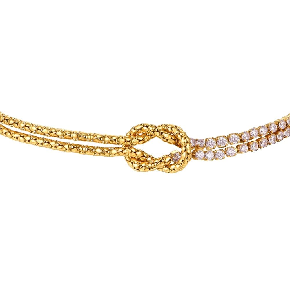 LUCA BARRA  -  BRACCIALE DONNA IN ACCIAIO IP GOLD CON NODO E ZIRCONI ROSA - 2