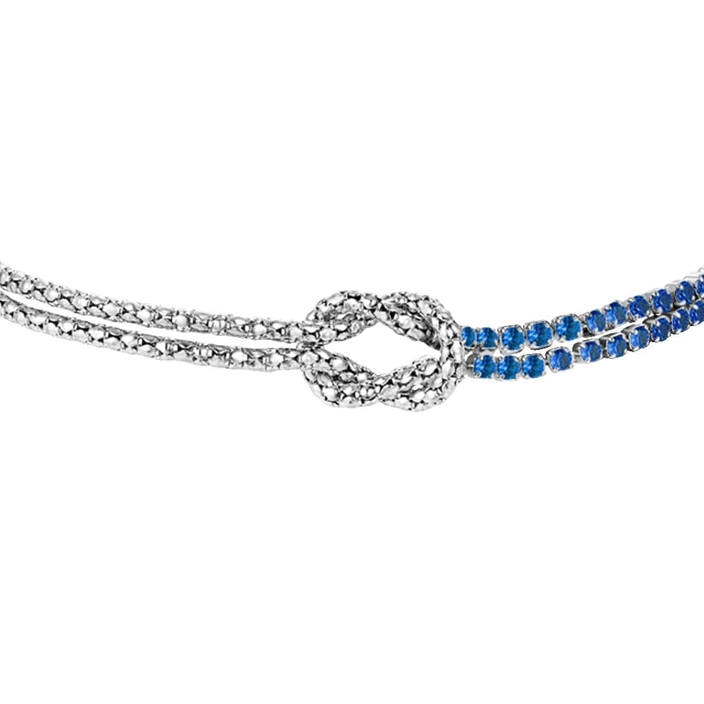 LUCA BARRA  -  BRACCIALE DONNA IN ACCIAIO CON NODO E ZIRCONI BLU - 2