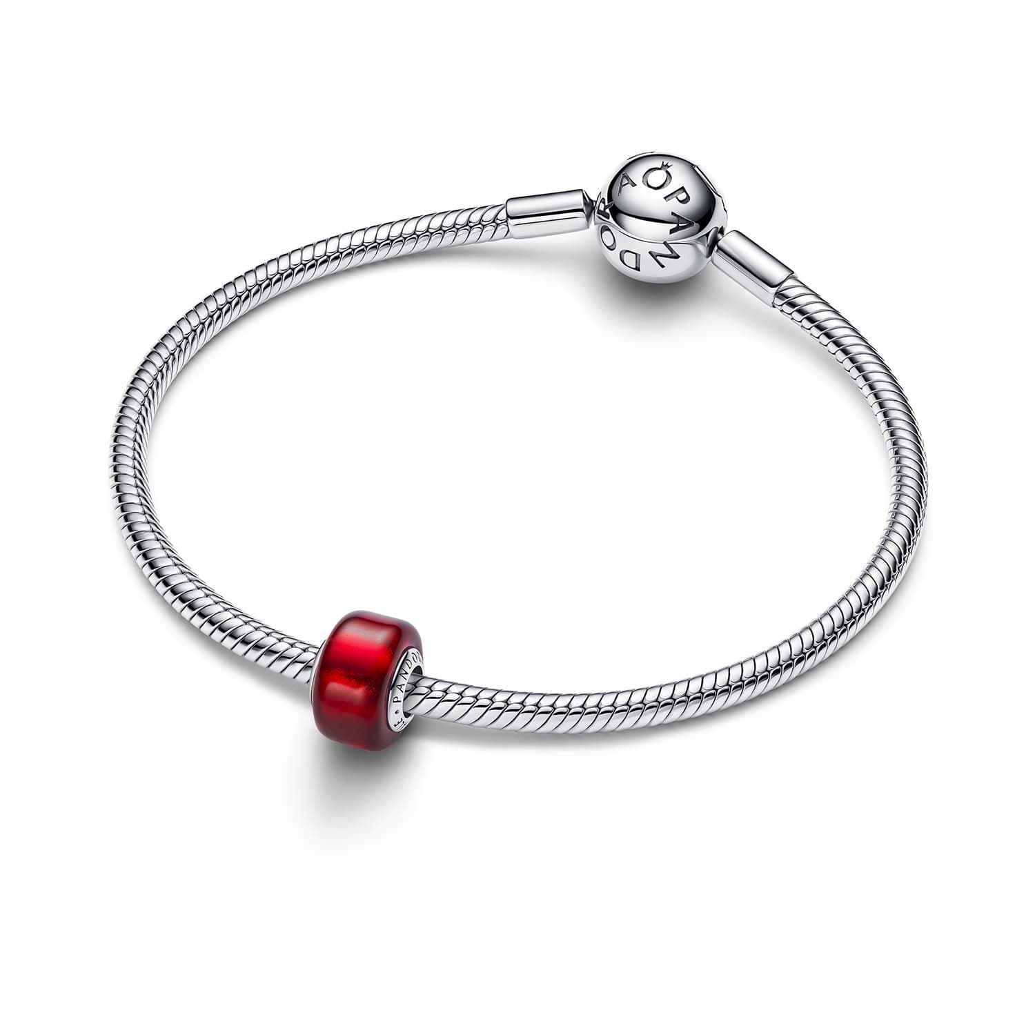 Pandora   Charm  Mini Vetro di Murano Rosso Argento - 3
