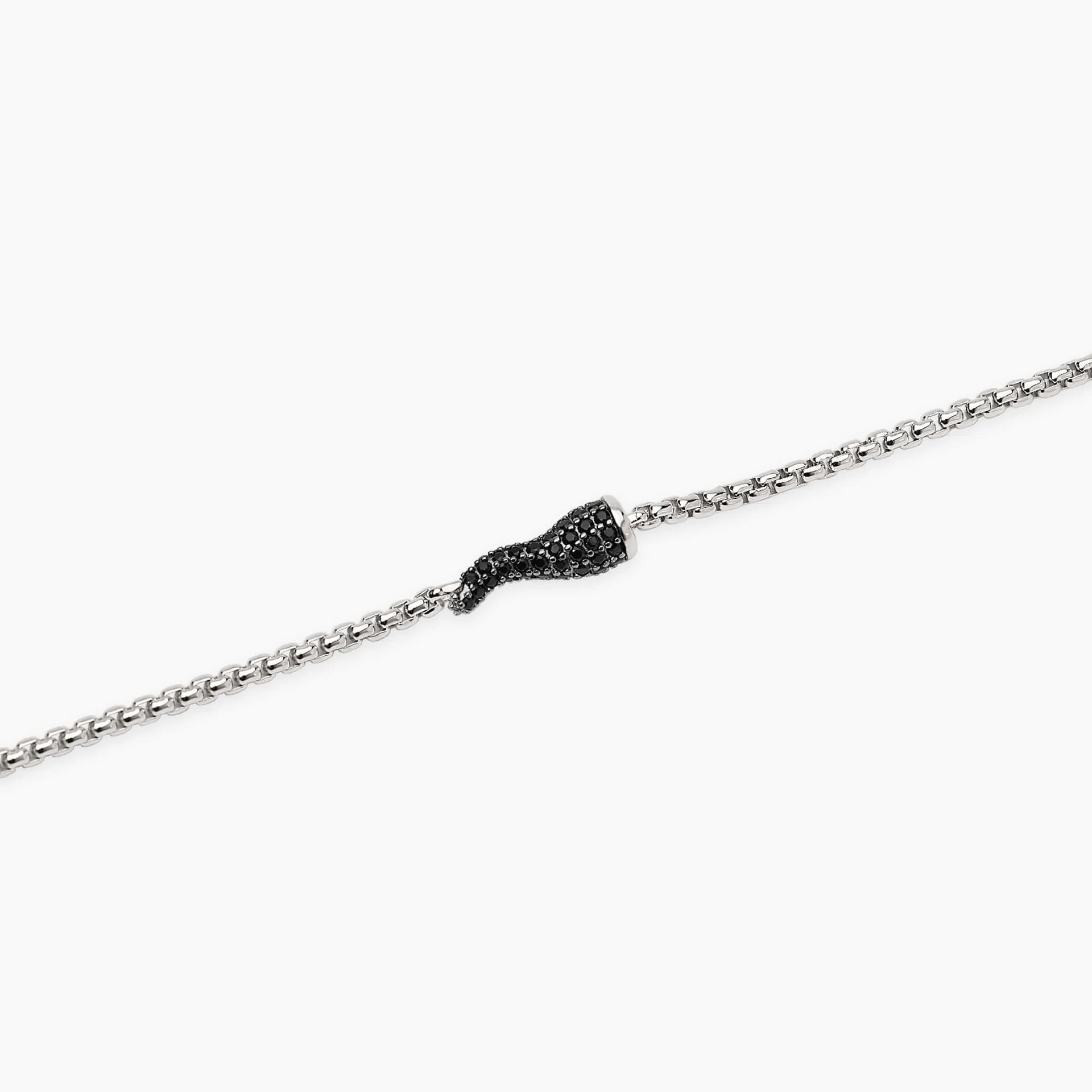 Mabina  - Bracciale con cornetto in zirconi neri e catena veneta IL QUATTRINO - 2