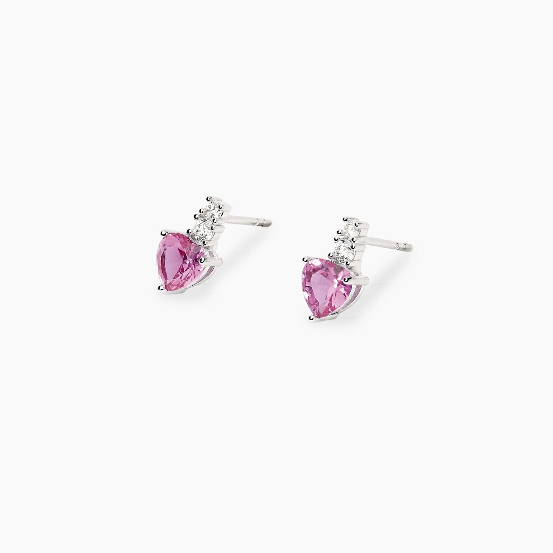 MABINA  -   Orecchini con cuore pendente in corindone rosa sintetico ROUGE - 2