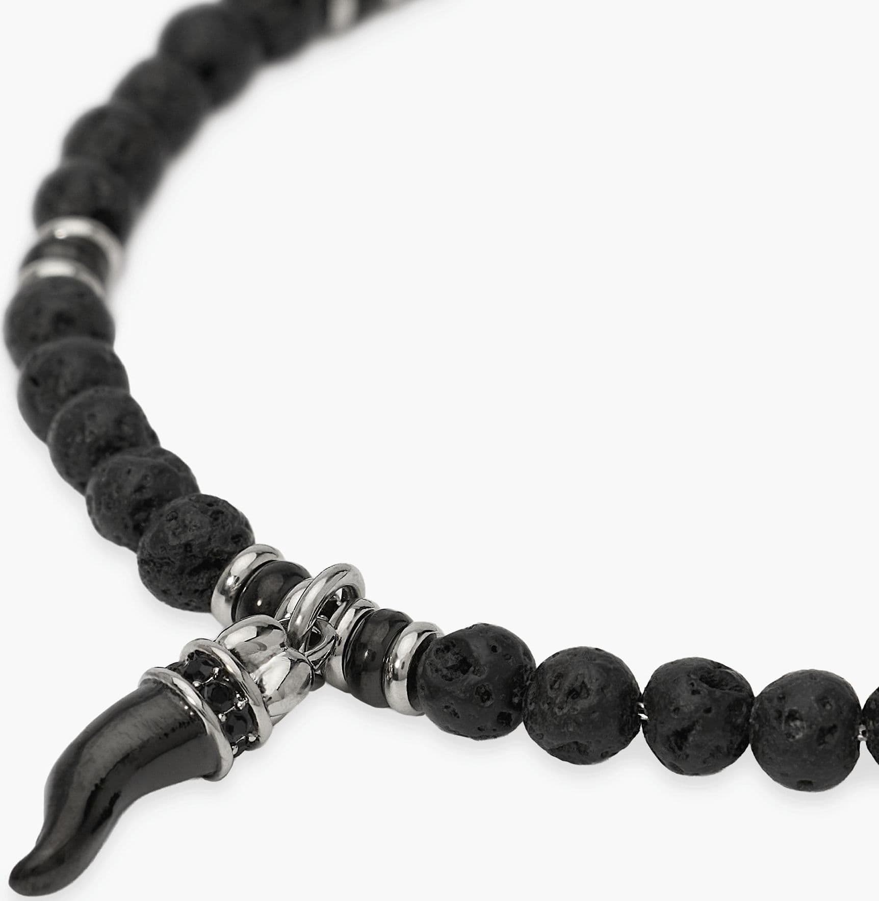 Kidult -  Bracciale uomo in acciaio con pietra lavica e cornetto Style 02 - 3