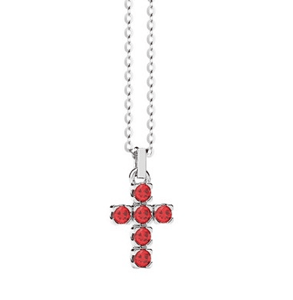 Zancan - Collana Croce in Argento con Spinelli Rossi