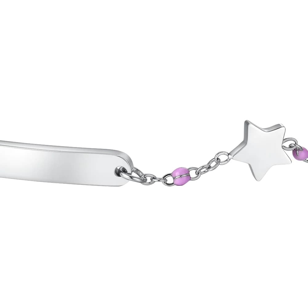 LUCA BARRA - BRACCIALE BAMBINA IN ACCIAIO CON PIASTRA, STELLA ED ELEMENTI MULTICOLOR - 2