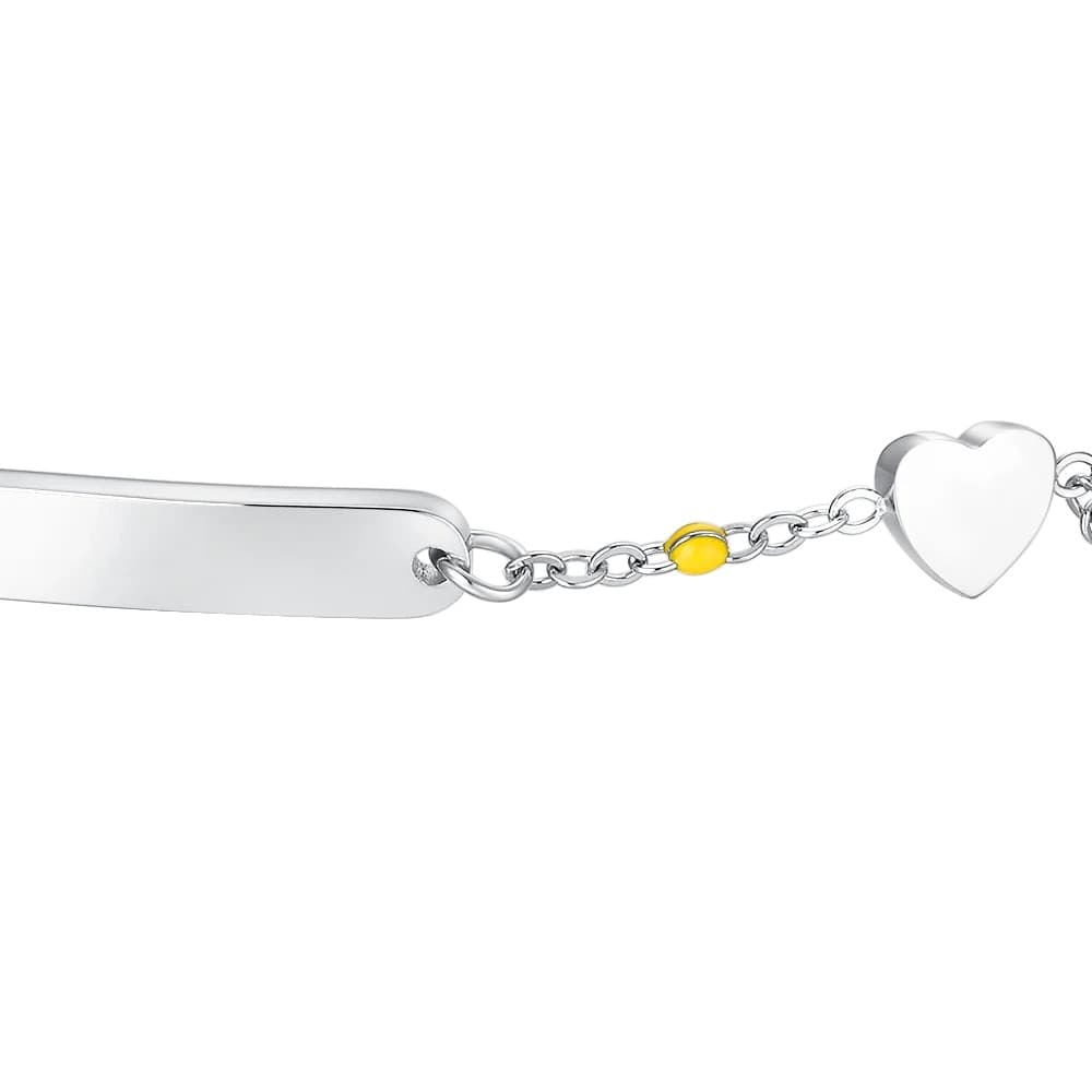 LUCA BARRA - BRACCIALE BAMBINA IN ACCIAIO CON PIASTRA, CUORE ED ELEMENTI MULTICOLOR - 2