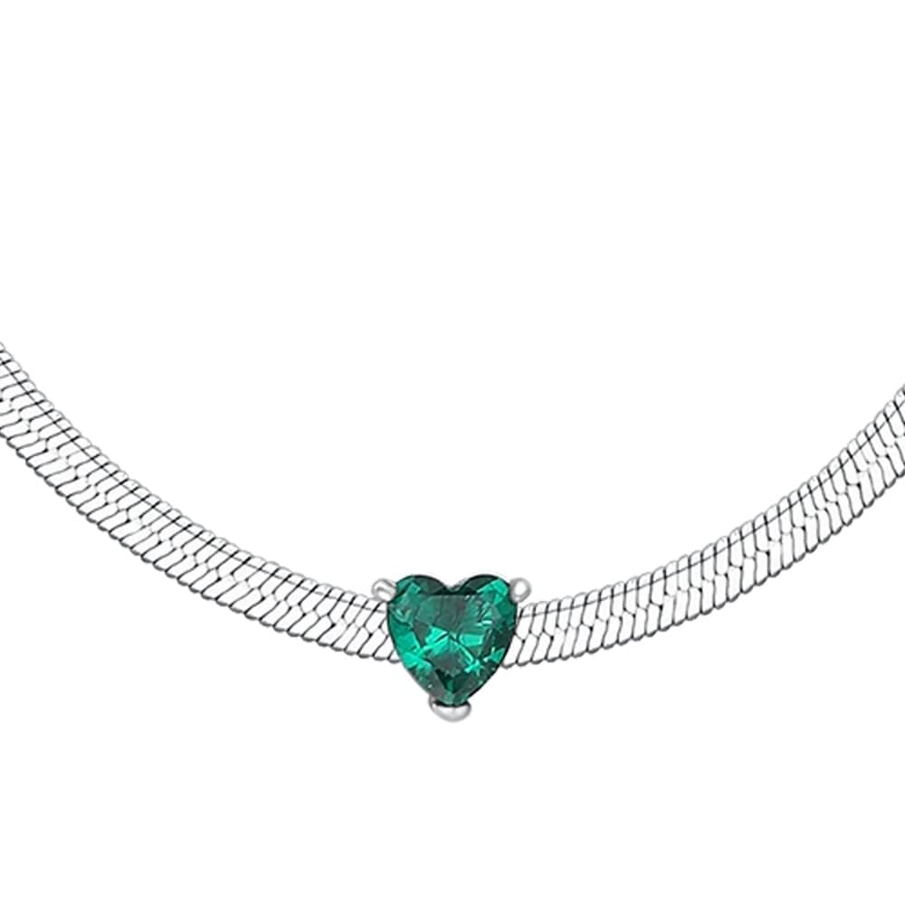 LUCA BARRA  -  COLLANA DONNA IN ACCIAIO CON ZIRCONE VERDE - 2