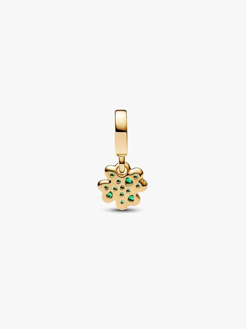 Pandora  Charm Pendente Quadrifoglio verde piccolo Finitura in Oro - 2