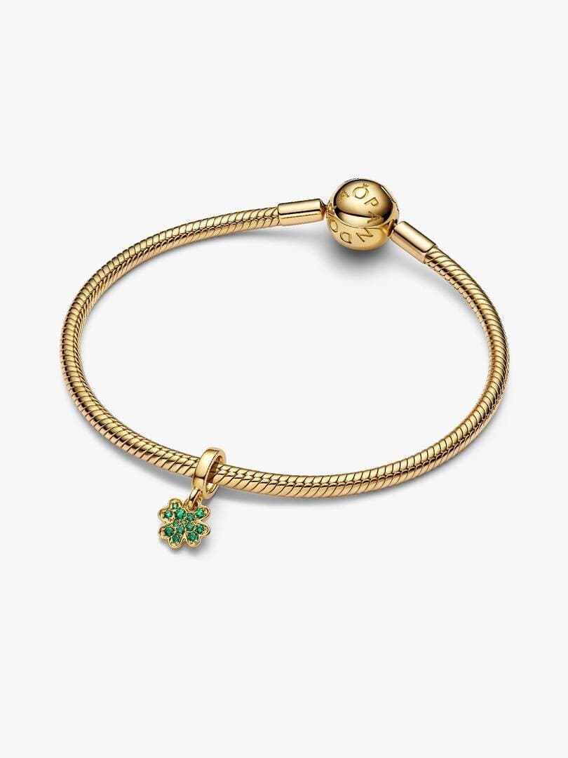 Pandora  Charm Pendente Quadrifoglio verde piccolo Finitura in Oro - 3