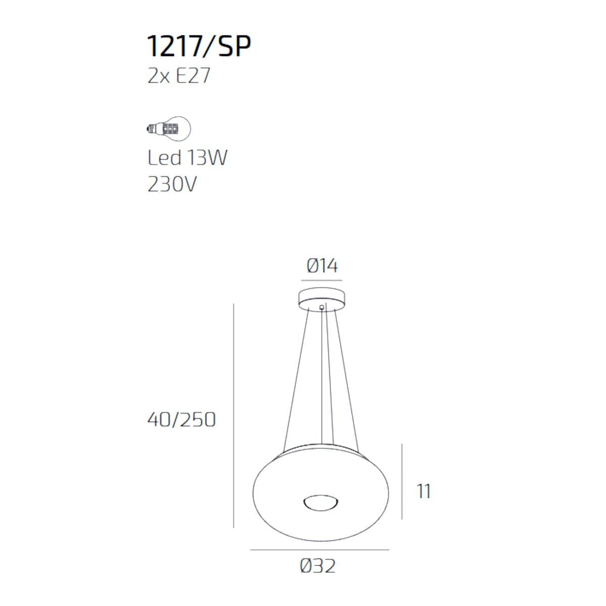 Lampadario moderno Top Light BENNY 1217 SP E27 LED metallo vetro - 5