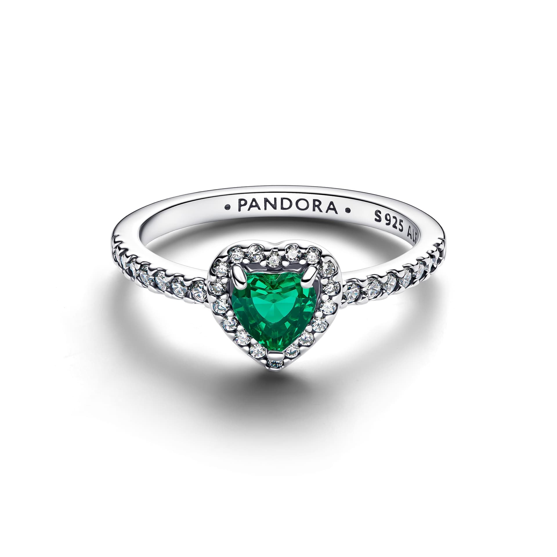 Pandora   Anello Cuore in Rilievo Verde Scuro Argento - 2