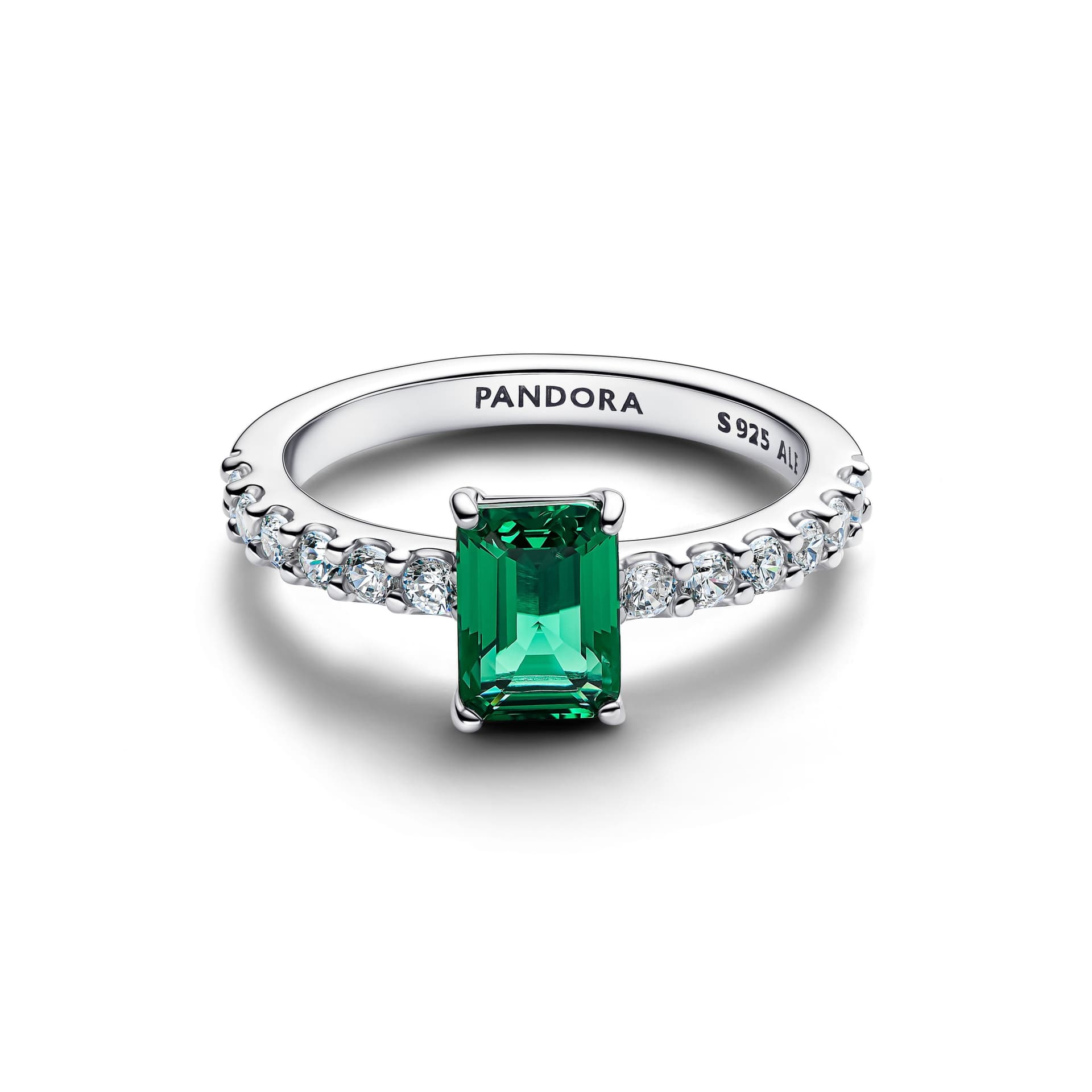 Pandora   Anello Taglio Baguette Verde Argento - 2