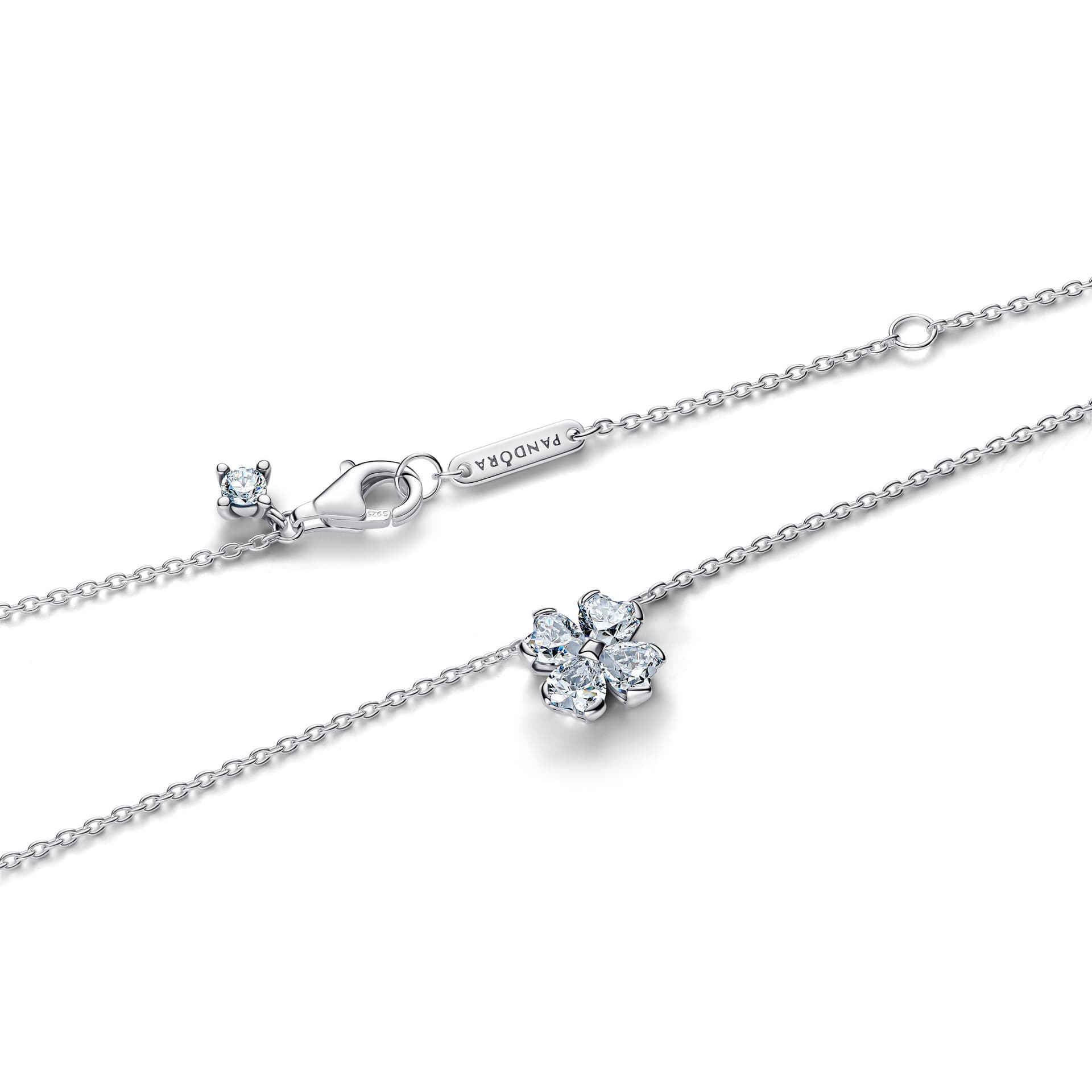 Pandora   Collana Quadrifoglio Luminoso Argento - 3