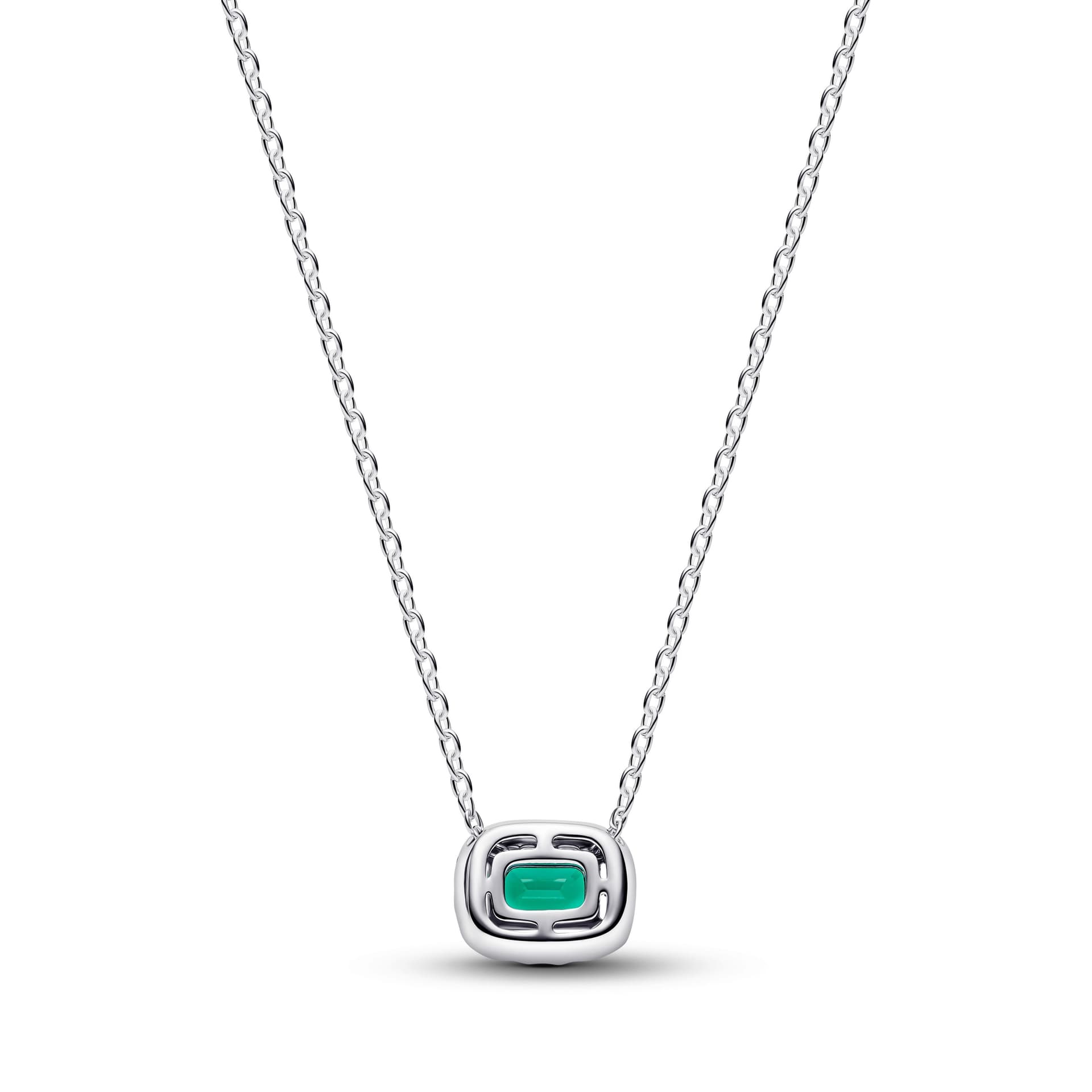 Pandora   Collana Punto Luce Rettangolo Verde Argento - 2