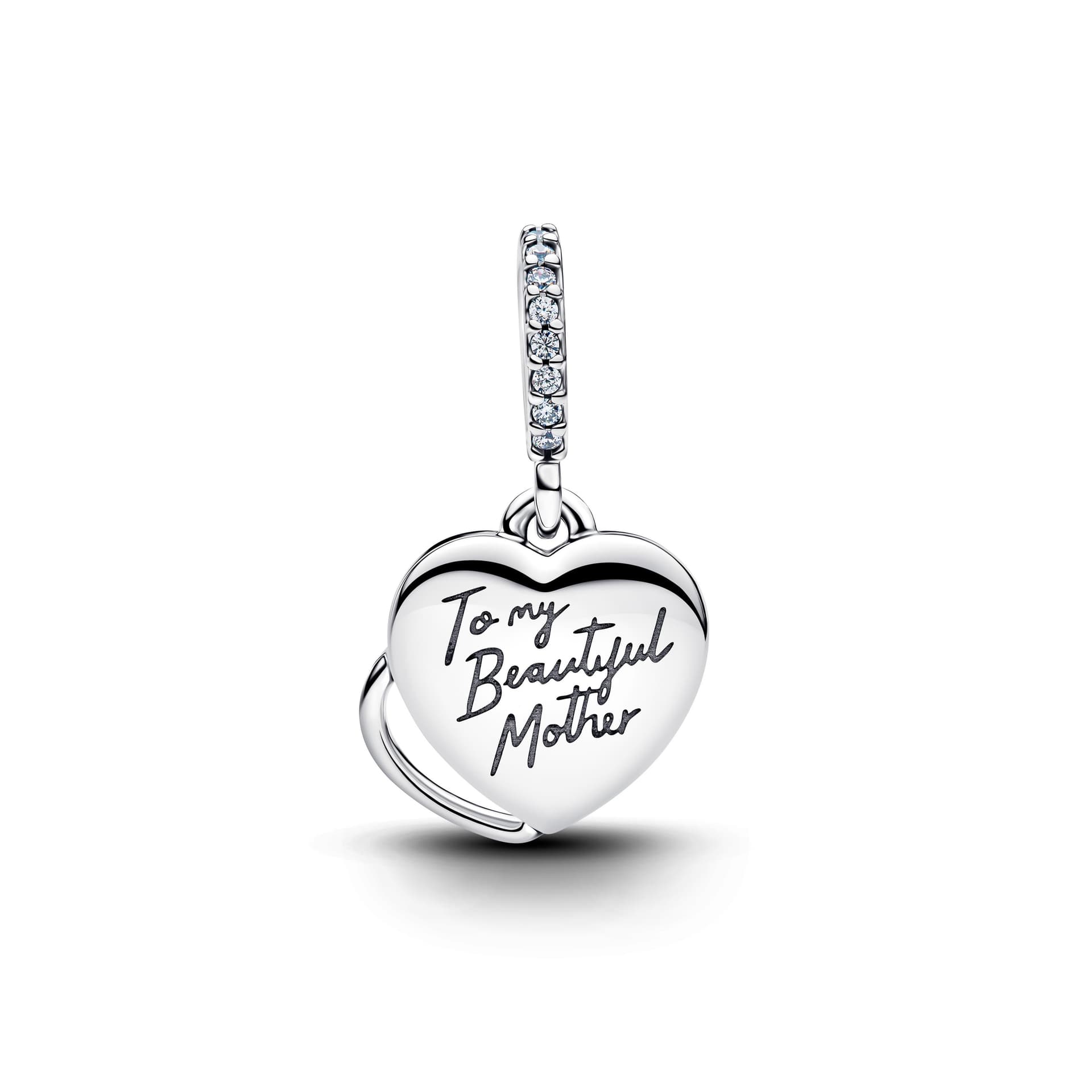 Pandora   Charm Pendente Doppio Cuore Mamma Sei Bellissima Argento - 2