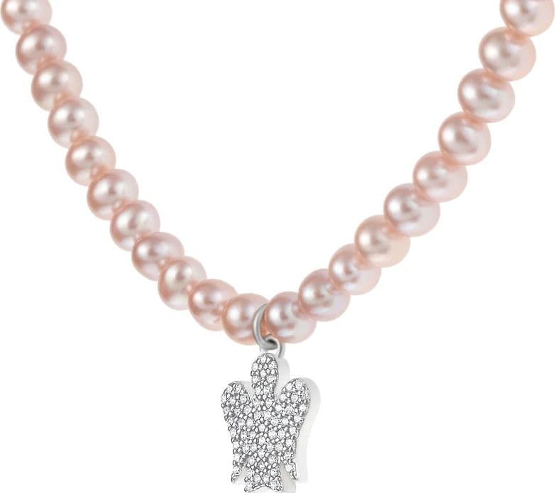ROBERTO GIANNOTTI - Collana di Perle Rosa con Pendente Angelo - 2