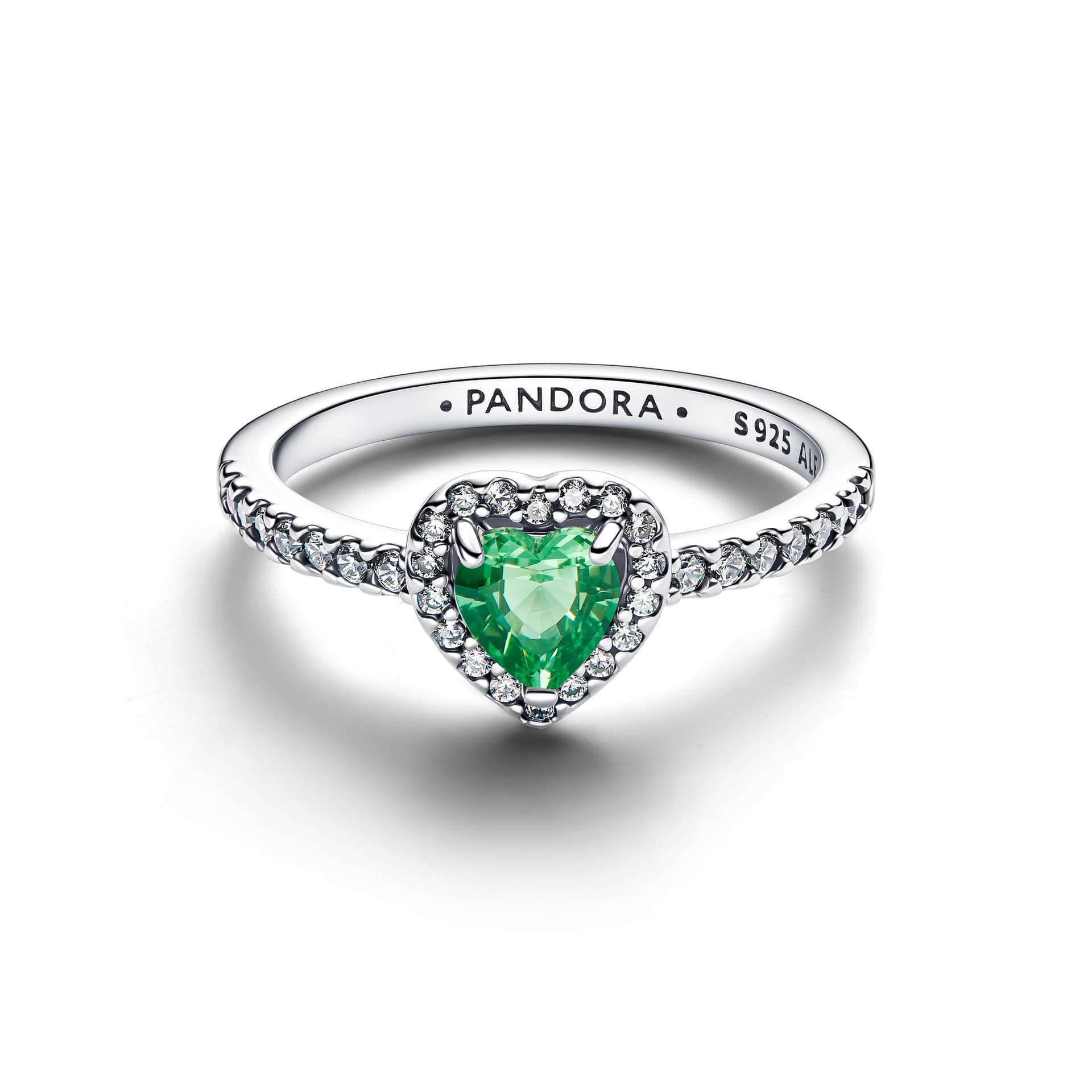Pandora   Anello Cuore in Rilievo Verde Chiaro Argento - 2