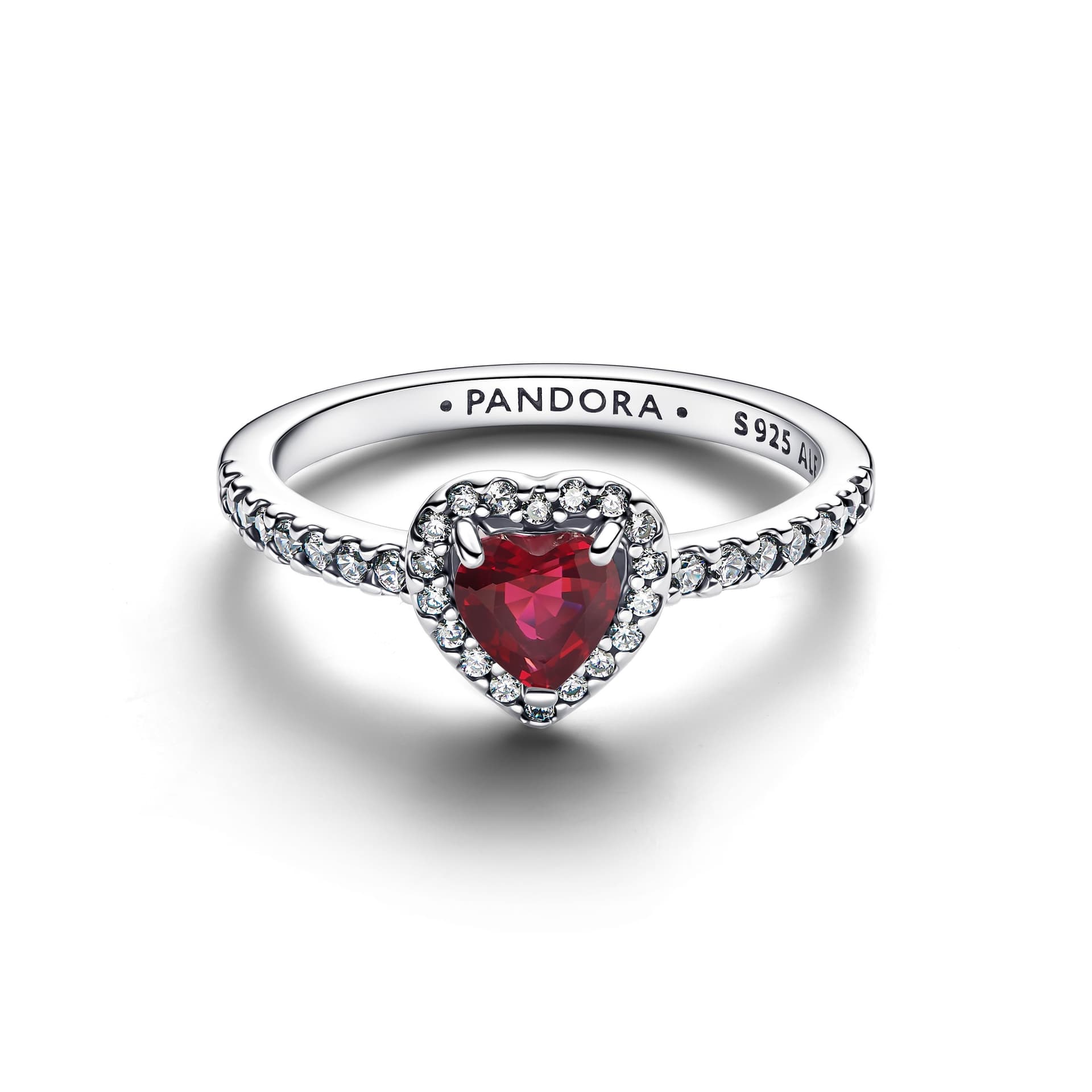 Pandora   Anello Cuore in Rilievo Rosso Intenso Argento - 2