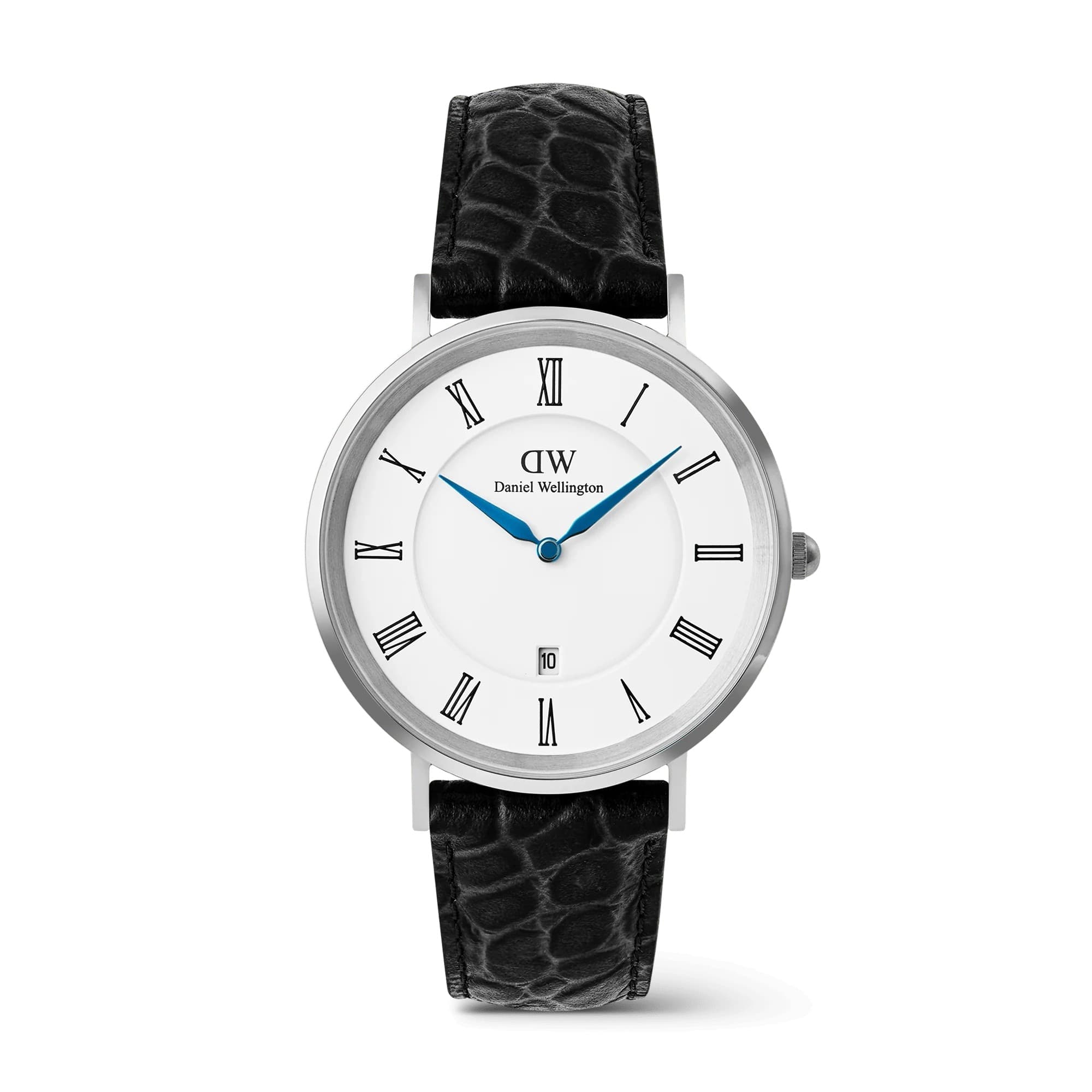 Daniel Wellington  - Orologio Classic Roman Numerals Date Black Croc Belly Silver