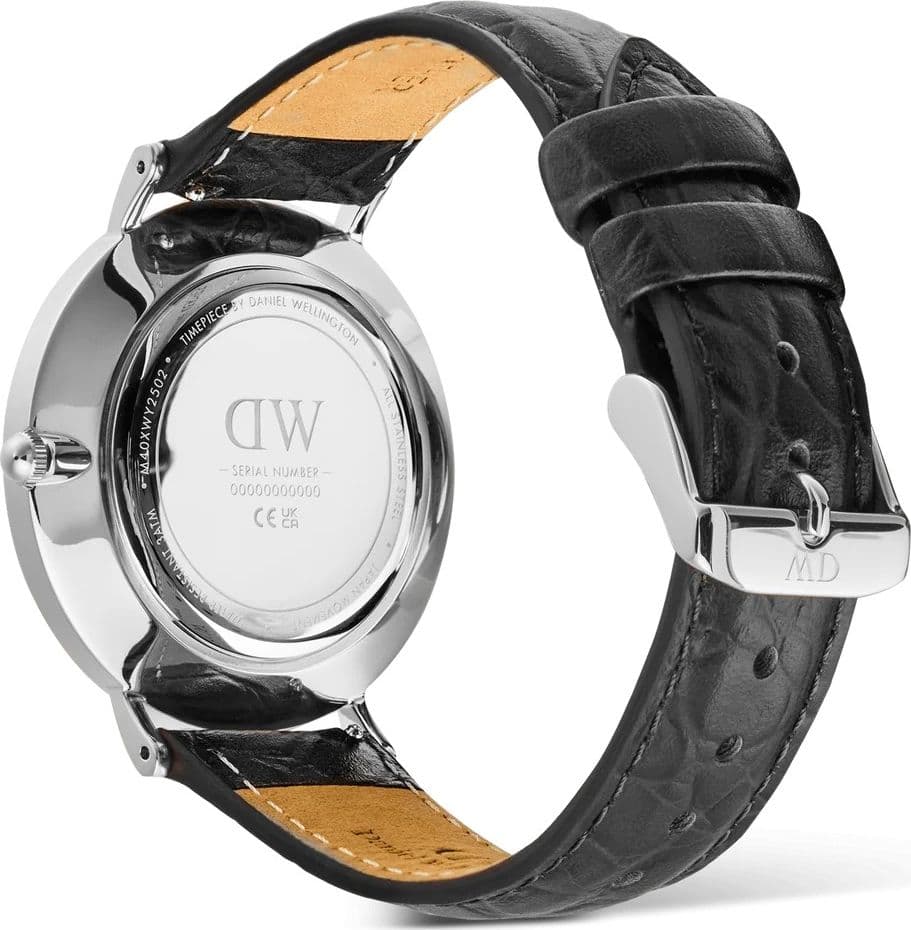 Daniel Wellington  - Orologio Classic Roman Numerals Date Black Croc Belly Silver - 3
