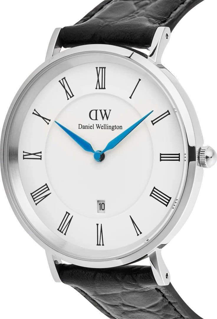 Daniel Wellington  - Orologio Classic Roman Numerals Date Black Croc Belly Silver - 4