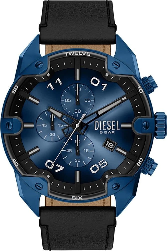 DIESEL  Orologio  Spiked con cinturino in pelle nera