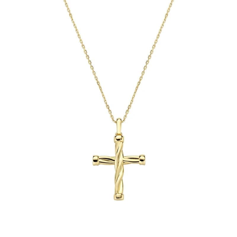 Amen  -  Collana in Ottone Croce a Corda Dorata - 2