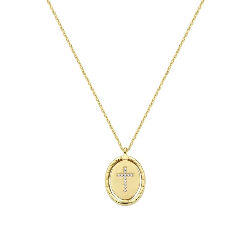 Amen  -  Collana in Ottone Dorato Miracolosa con Medaglia Girevole - 2