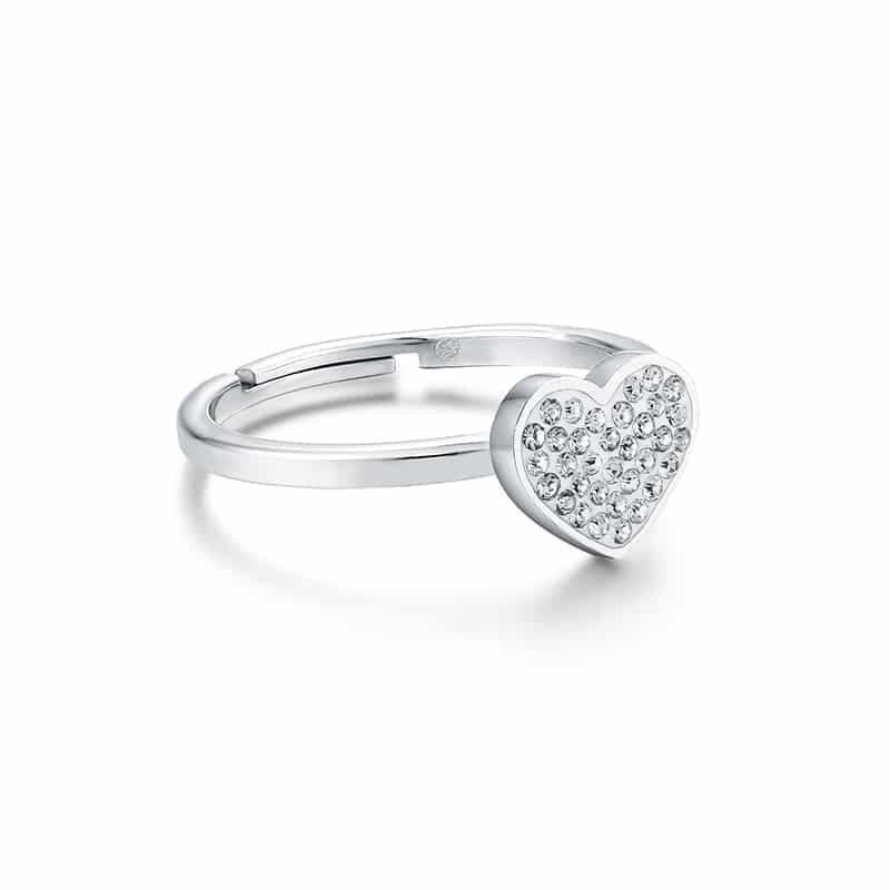 BRAND  Anello Cuore Cristalli Bianchi