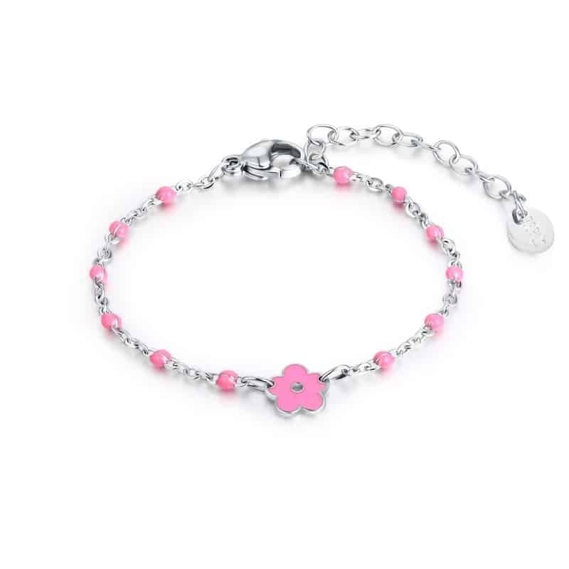 BRAND  Bracciale Bimba Catena Gocce Rosa e Fiore