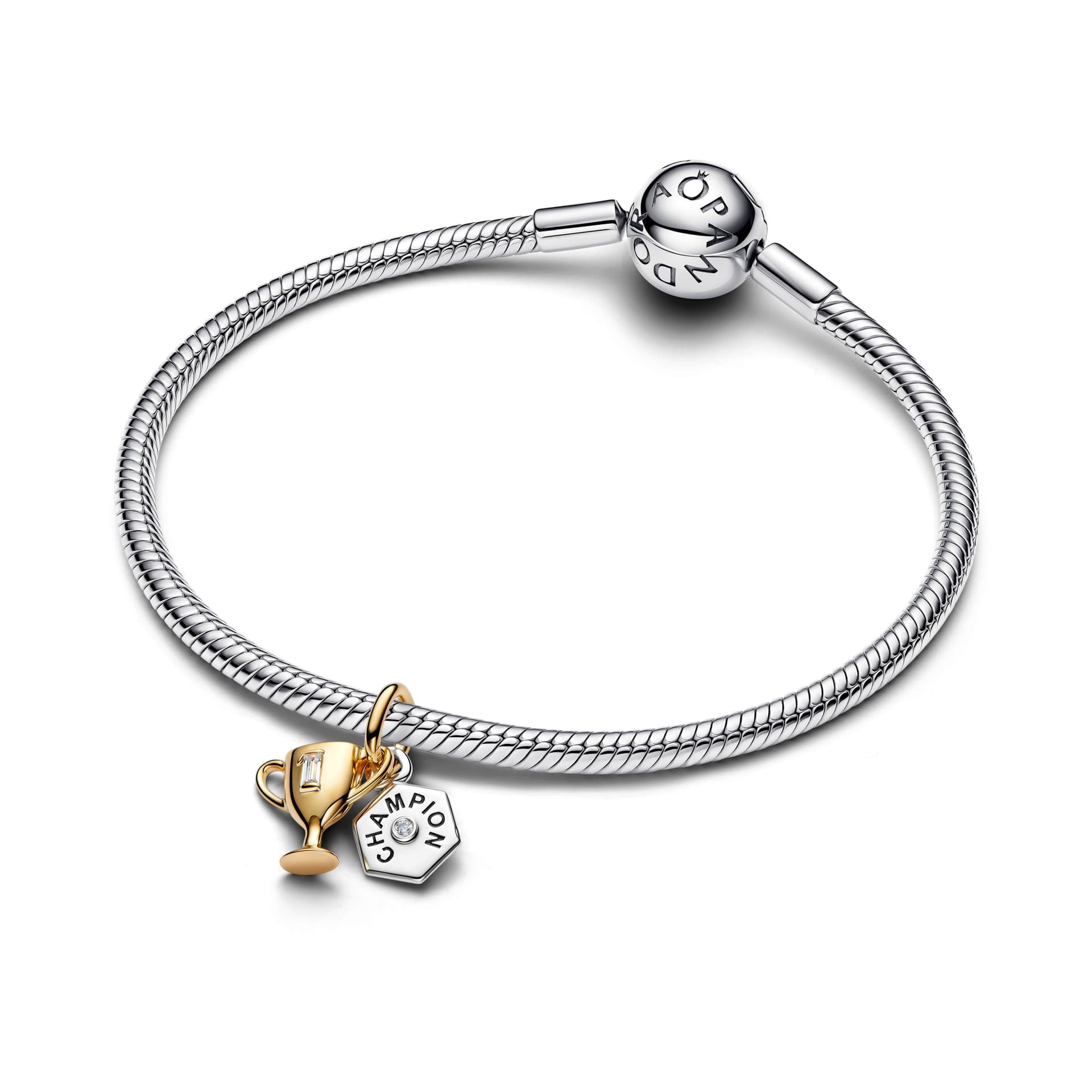 Pandora   Charm Pendente Trofeo da incidere Argento, lega metallica rifinita in Oro - 3