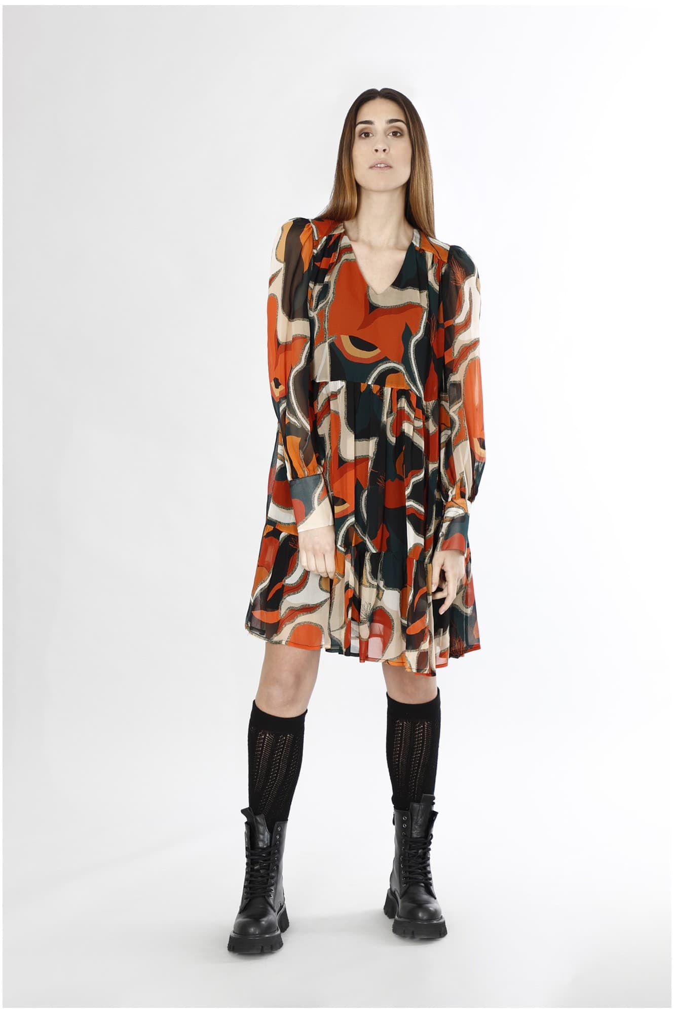 ABITO A BALZE GEORGETTE STAMPATA - 4