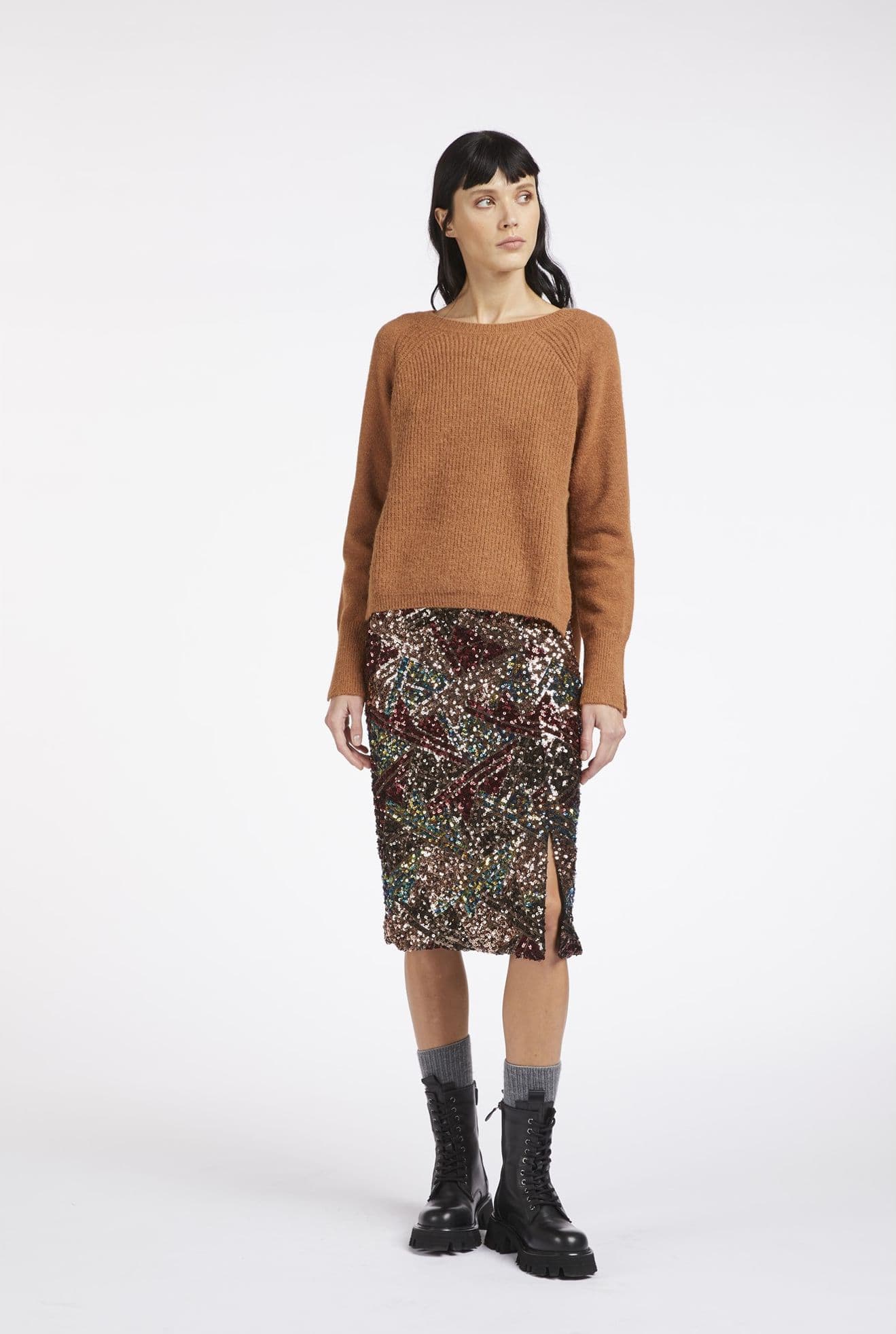 MAXY MAGLIA GIROCOLLO A COSTE – COGNAC – Cafènoir