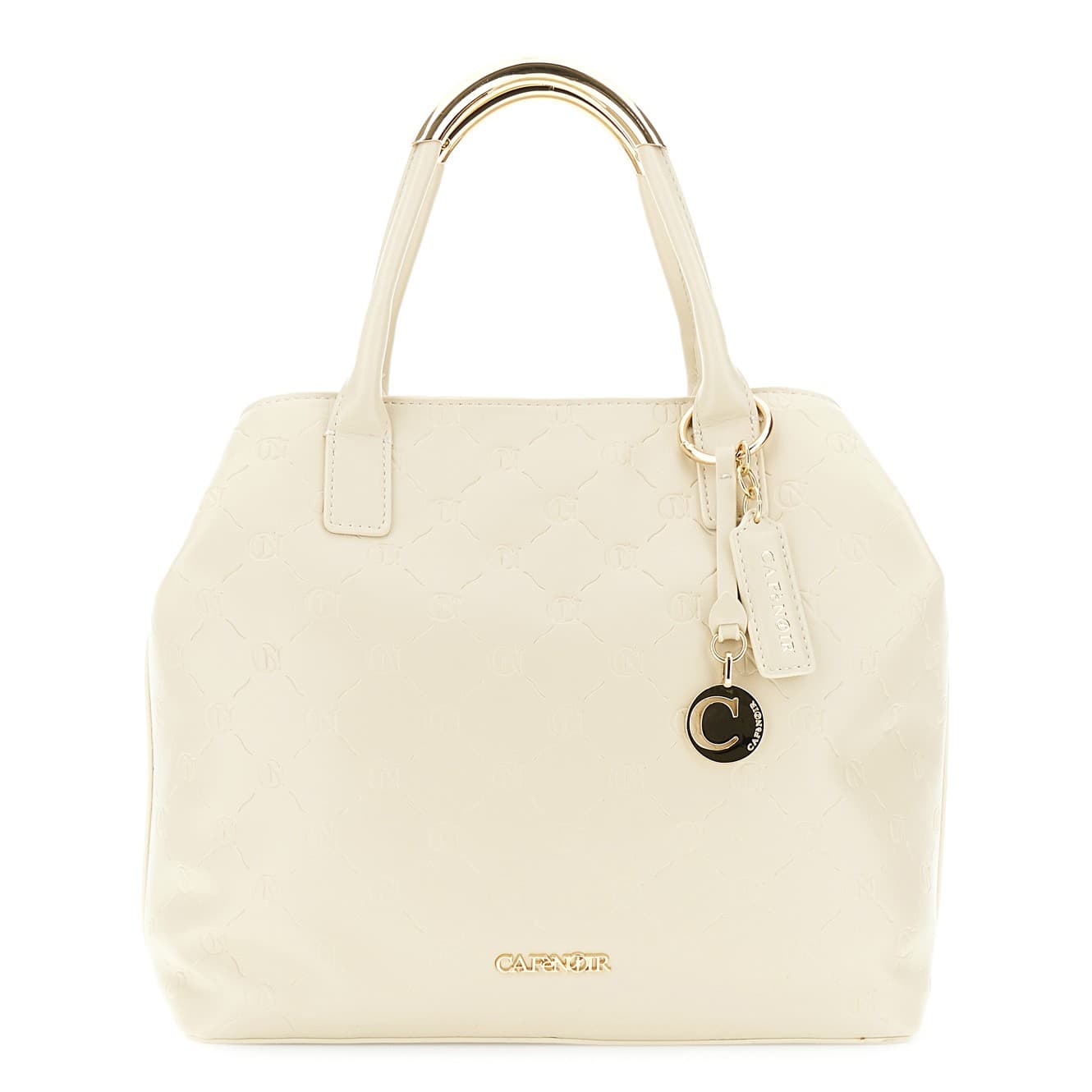 TOTE IN SINTETICO EFFETTO PELLE CON MANICI TUBOLARI E ACCESSORIO IN METALLO - 3