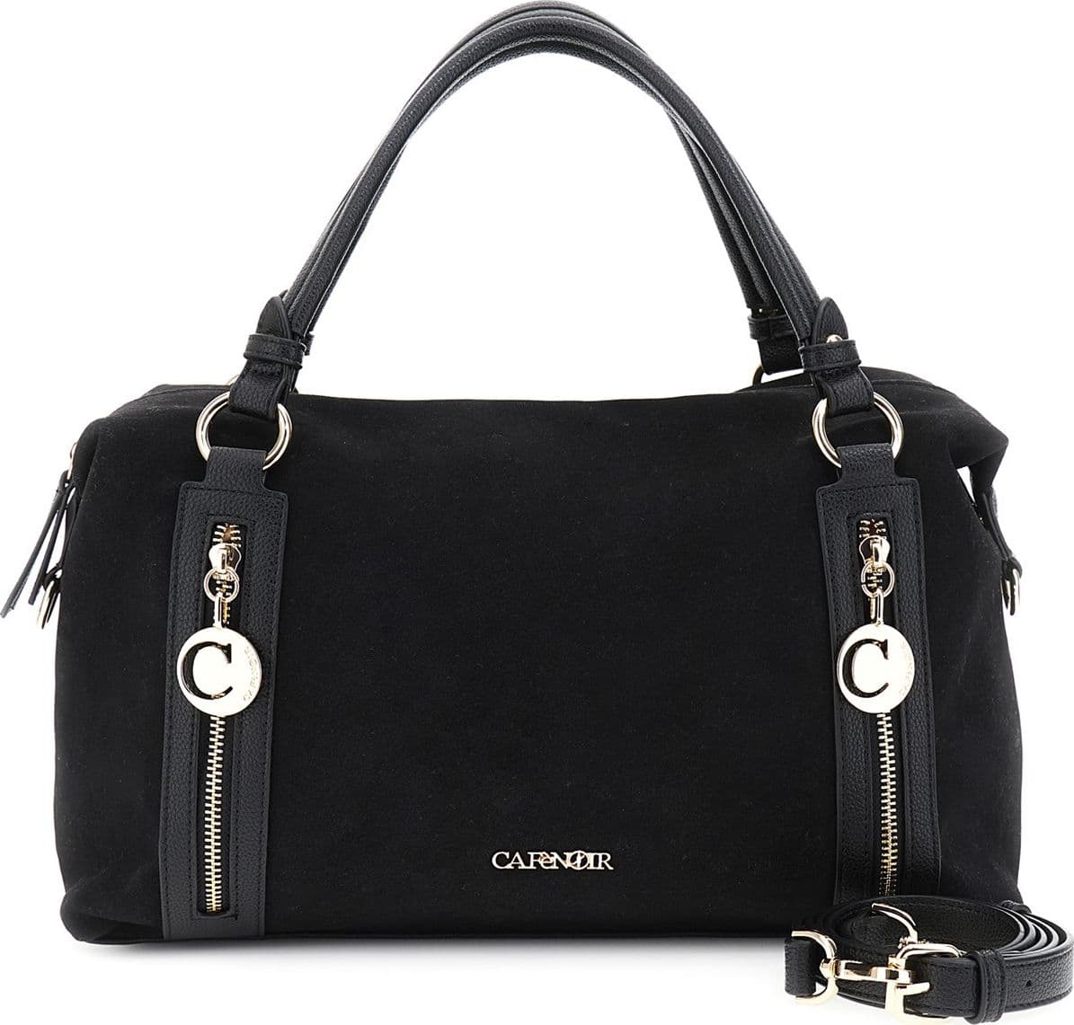 BAULETTO MORBIDO IN MATERIALE SINTETICOEFFETTO PELLE TIPO SUEDE – NERO – Cafènoir