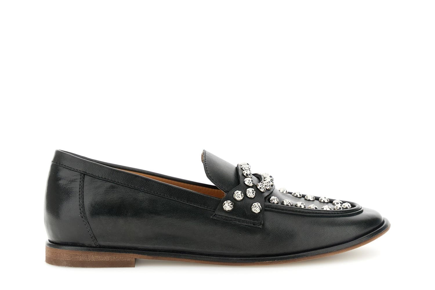 MOCASSINO IN PELLE CON BORCHIE
