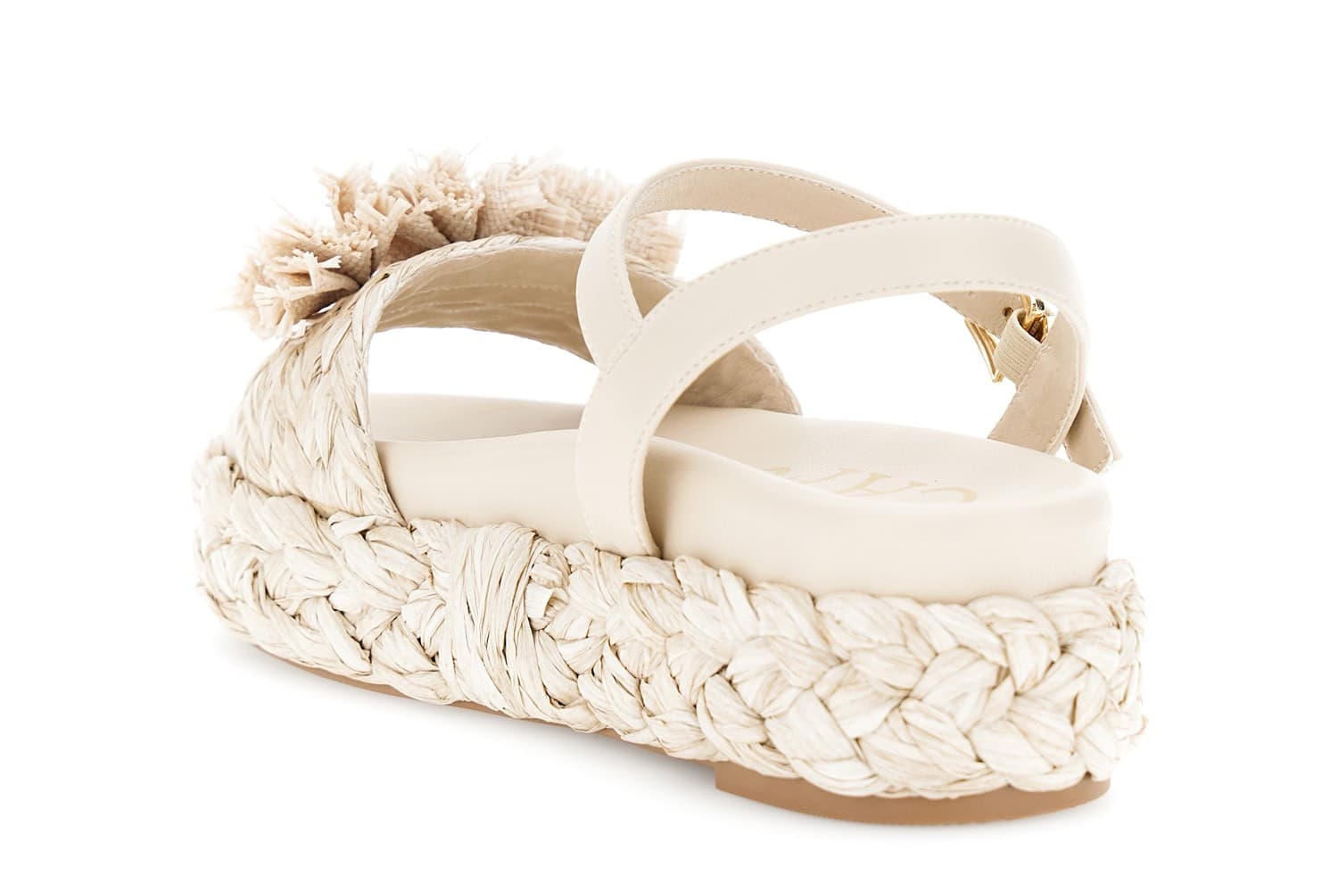 SANDALO GILDA SU ZEPPA FASCIA RAFFIA CON FIORI - 2