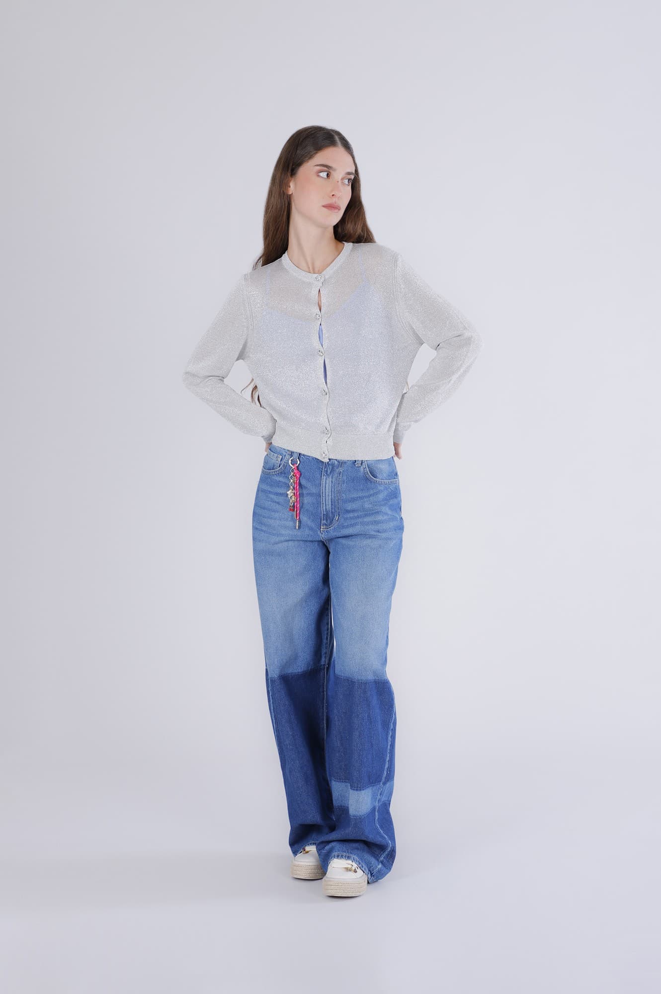 CARDIGAN FILATO LUREX E BOTTONI GIOIELLO - 4