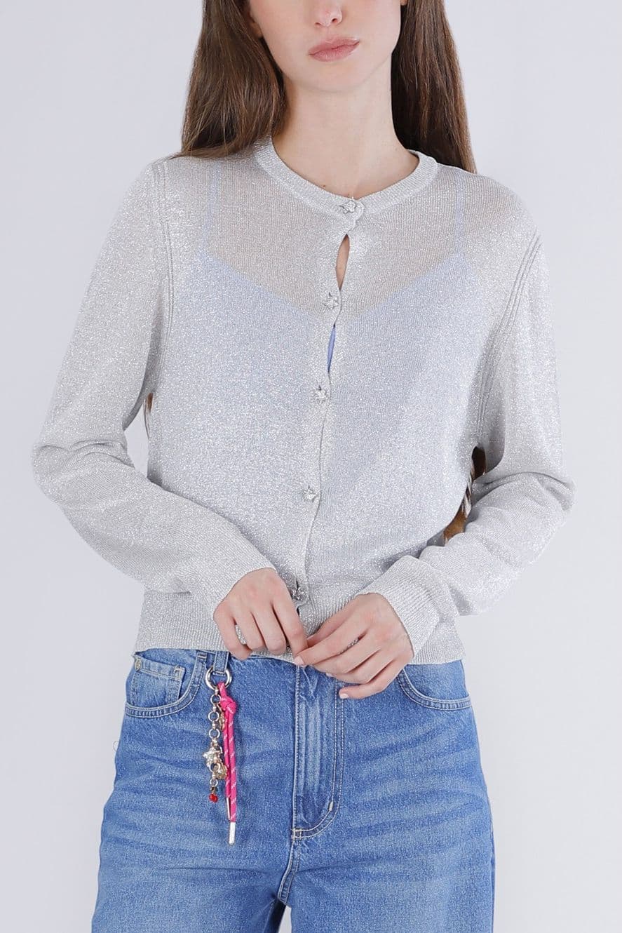 CARDIGAN FILATO LUREX E BOTTONI GIOIELLO - 3